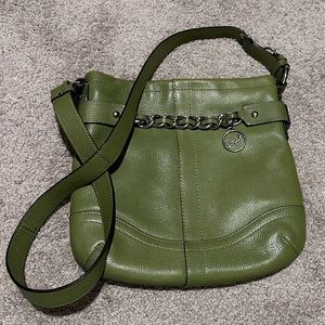 Green leather COACH purse